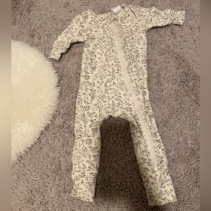 Cream Floral Double Zip-Front Baby One-Piece